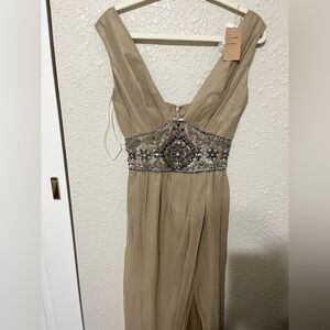 Chic Beige Embellished Prom Dress